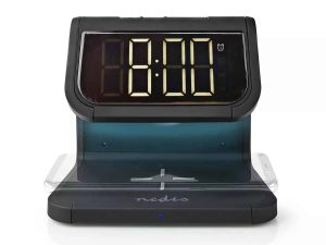 Ceas cu alarma Nedis incarcator wireless Qi lumina multicolora negru