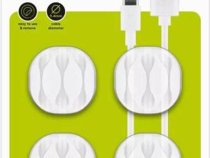 Cleme pentru gestionarea cablurilor cu 3 sloturi Goobay set 4buc alb
