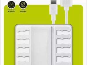 Cleme pentru gestionarea cablurilor cu 5 sloturi Goobay set 2buc alb