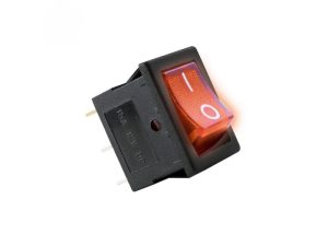 Comutator basculant 1 circuit 2 pozitii 12V 15A cu bec rosu incastrare 19x13mm HOME