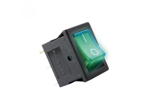 Comutator basculant 1 circuit 2 pozitii 12V 15A cu bec verde incastrare 19x13mm HOME