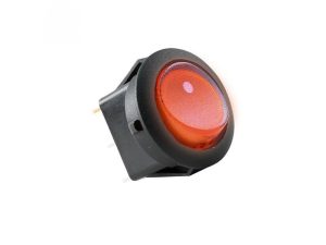 Comutator basculant 12V 16A 1 circuit 2 pozitii cu bec rosu incastrare 20mm HOME
