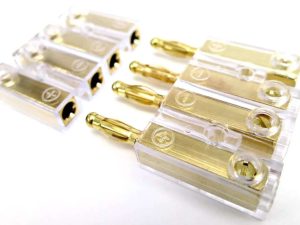 Conector pentru difuzoare 4mm2 aurit mufa/soclu insurubare ACV
