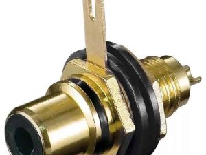 Conector RCA mama aurit montare pe panou negru Goobay