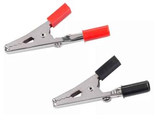 Crocodil mediu rosu/negru 45 mm cu inserare pe conectori tip banana