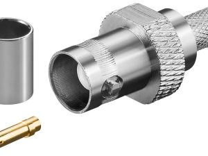 Cuplaj crimp mufa tata BNC pentru cablu RG59/U 50 ohm cu pin de aur Goobay