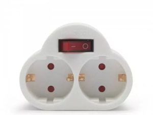 Distribuitor 1 la 2 schuko cu intrerupator Delight