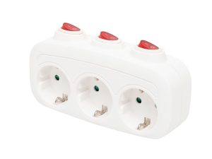 Distribuitor 3 prize SCHUKO cu protectie cu intrerupator individual alb TPF 3K