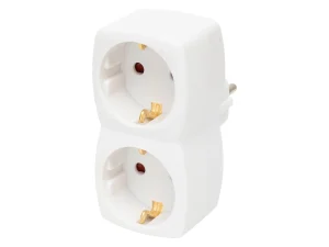 Dublu stecher distribuitor cu impamantare 2x Schuko 3680W 16A alb Home NV 22