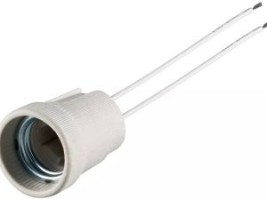 Fasung Dulie E27 cu cabluri 0.15m max. 100W 250V AC alb GOOBAY