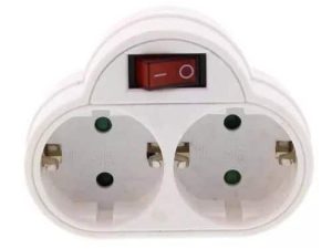 Fisa dubla cu contact protectie si intrerupator 2x SCHUKO Well