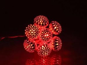 Ghirlanda electrica luminoasa decorativa cu felinar 20 LEDuri rosii cablu transparent WELL
