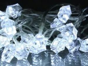 Ghirlanda electrica luminoasa decorativa forma diamant 20 LED albe lumina rece cablu transparent WELL