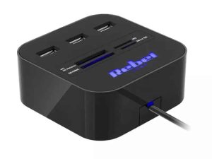 HUB 3x USB 2.0 cititor card SD/MICROSD cablu 50cm REBEL