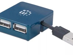 HUB mini USB 2.0 cu 4 porturi albastru 160605 Manhattan