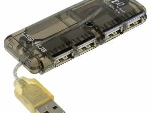 Hub USB 2.0 4 port negru posibilitate alimentare cu 5V