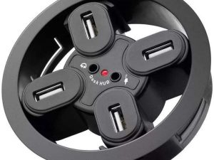 Hub USB 2.0 4 porturi +iesiri audio montabil in birou Goobay
