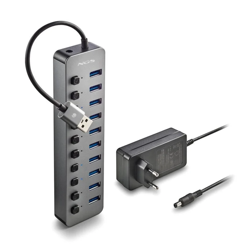 hub-usb-30-ngs-ihub10-cu-10-porturi-si-alimentator-inclus