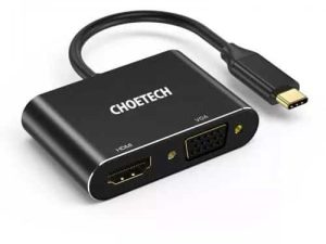 HUB USB Type C - 1x HDMI + 1x VGA Choetech M17 negru