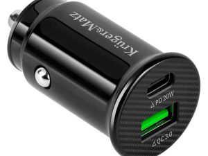 Incarcator auto 12-24VDC bricheta - USB TYPE C + USB 3.1A QC 3.0 PD 20W Kruger&Matz