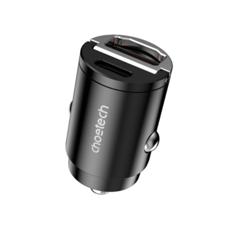 incarcator-auto-choetech-tc0006-v2-1x-usb-type-c-1x-usb-a-30w-qc-30-power-delivery-negru