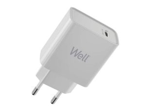 Incarcator retea 1x USB type C Apple 2.4A QC3.0 PD3.0 FCP AFC 20W alb Well