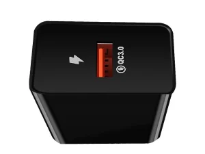 Incarcator retea Well 1x USB-A QC3.0 18W negru PSUP-USB-WQ11802BK-WL