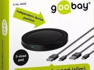 Incarcator wireless plat (S) pentru smartphone/dispozitiv compatibil Qi negru Goobay