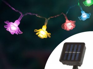 Instalatie de pom cu incarcare solara IP44 LED floare 2.3m 20 LED multicolore