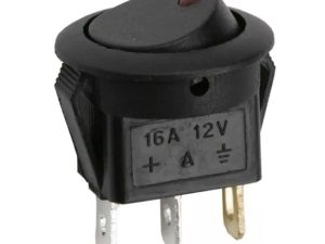 Interupator basculant 1 circuit 3 pini 12V 16A OFF-ON LED rosu cu retinere