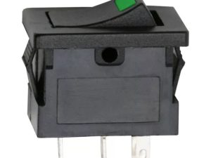 Interupator basculant 1 circuit 3 pini OFF-ON LED verde 12V 15A cu retinere