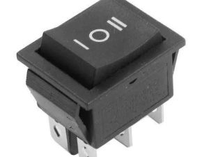 Intrerupator 6 poli 250V 15A 1 buton negru 3 pozitii ON-OFF-ON cu retinere 21.7x28.5mm