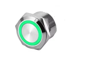 Intrerupator buton LED verde SW 1 ON-OFF cu retinere metal 12mm 12-24V