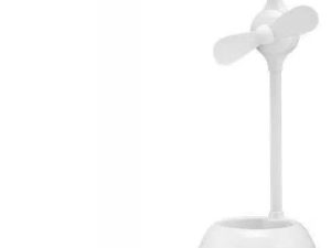 Lampa de birou cu ventilator Acumulator si Suport de pixuri alba Goobay