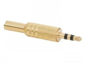 Mufa 3.5 mm stereo tata metal aurit cu protector cablu