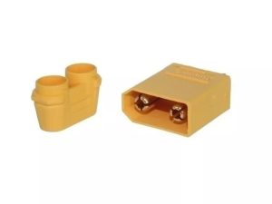 Mufa alimentare DC XT90 tata PIN 2 pe cablu lipite 40A 500V AMASS