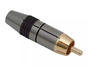 Mufa audio RCA tata contact aurit cablu 8mm inel negu