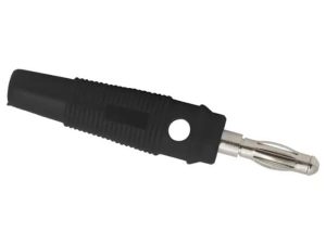 Mufa banana 4mm tata cauciucata neagra pentru cablu 3mm