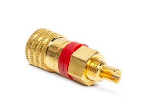 Mufa banana audio mama 4mm montabil panou aurita inel rosu