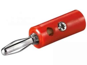 Mufa banana tata 4mm cu surub plastic rosu Goobay