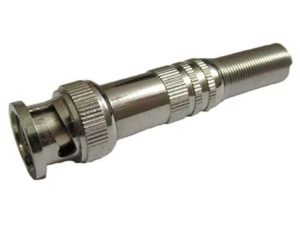 Mufa BNC tata cu protector cablu capac metal fixare rapida cu surub pin aurit