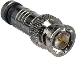 Mufa BNC tata sertizare prin compresie 75 ohm pentru RG59 cu pin aurit