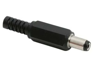 Mufa DC 2.1x5.5mm tata pe fir cu protector de cablu