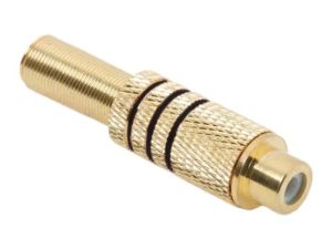 Mufa RCA mama metal aurit cablu 6mm inel negru