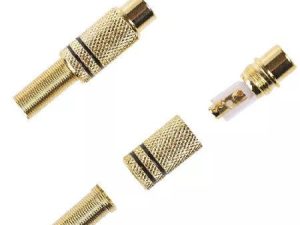 Mufa RCA mama metal auriu inel negru