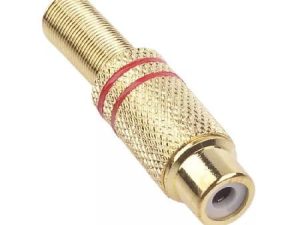 Mufa RCA mama metal auriu inel rosu