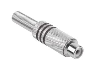 Mufa RCA mama metal nichel inel negru 1buc