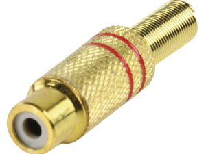 Mufa RCA mama protectie aurit metal inel rosu Valueline
