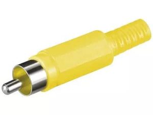 Mufa RCA tata cu protectie cablu din plastic galben Goobay