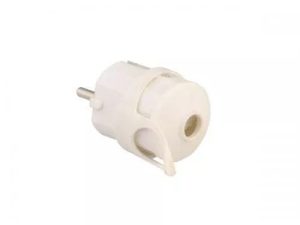 Mufa tata Stecher Schuko cu inel de prindere iesire dreapta alb 250V 16A Well